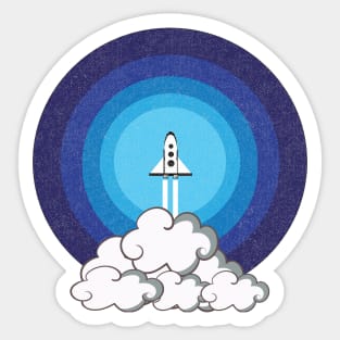 Rocket ship take off Sticker